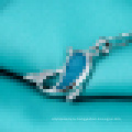 Женская Дельфины прыгали 925 Серебряное ожерелье натуральный камень подвеска с цепью